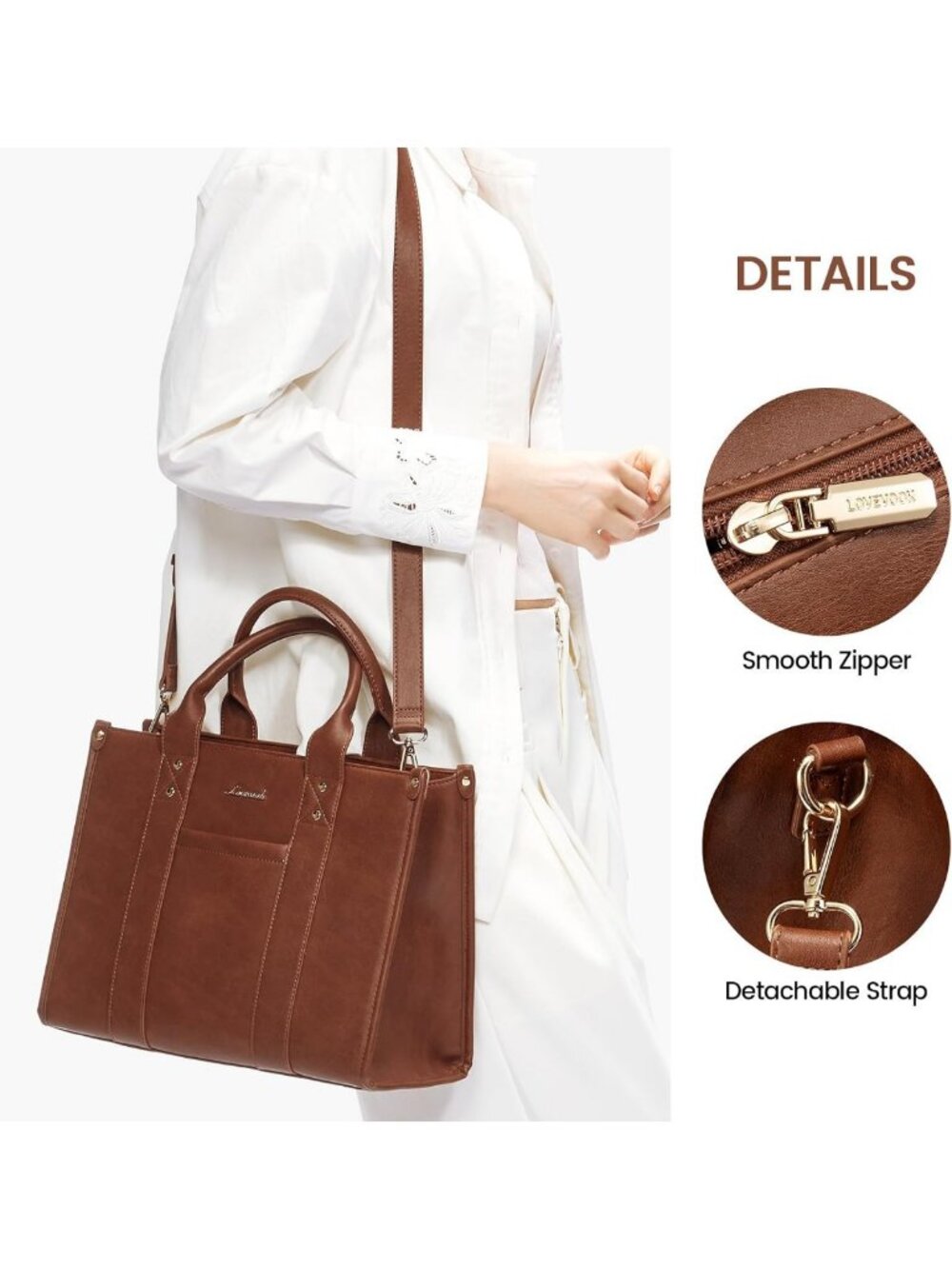 Stylish Leather Tote Bag for Women - Versatile Satchel, Crossbody & Shoulder - Picture 4 of 7